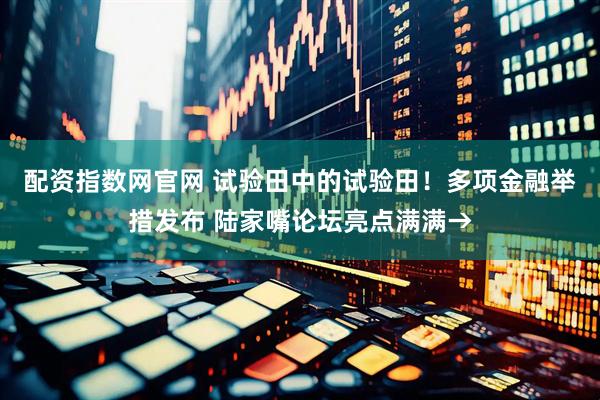 配资指数网官网 试验田中的试验田！多项金融举措发布 陆家嘴论坛亮点满满→