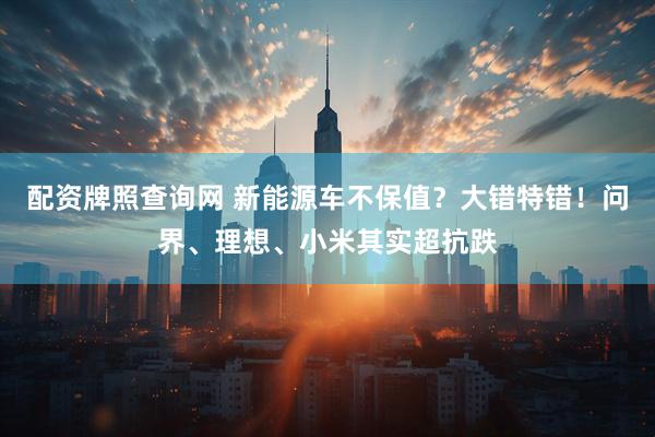 配资牌照查询网 新能源车不保值？大错特错！问界、理想、小米其实超抗跌